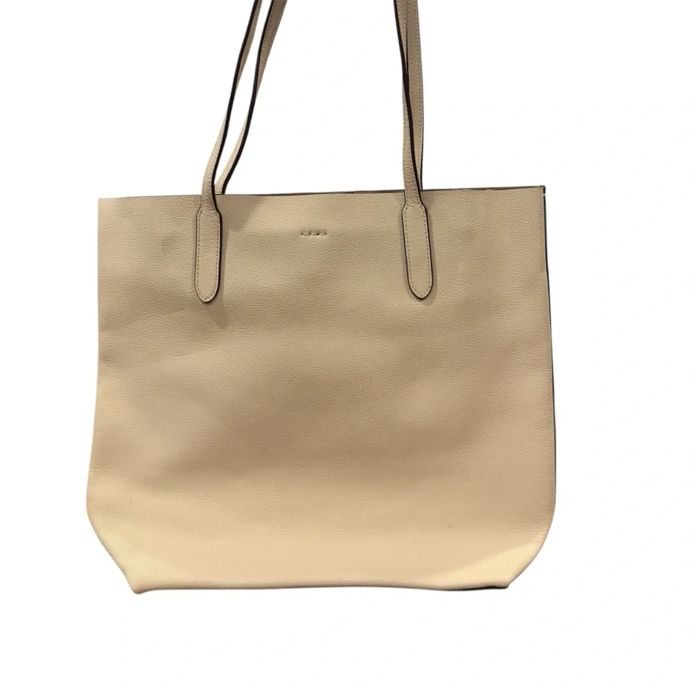 Coach Thea Leather Tote Chalk Pebbled Carryall Purse Everyday Shoulder Bag